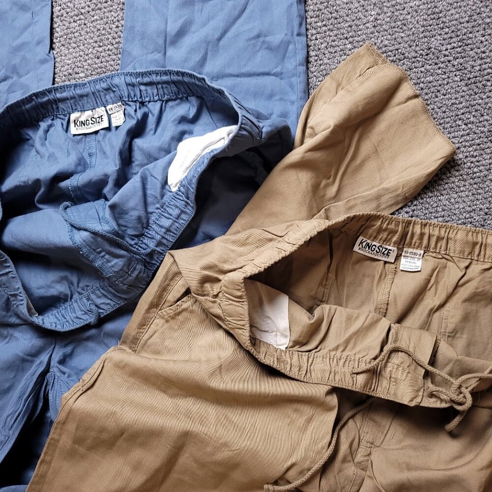 LOT OF 2 KingSize Pants Men 2XL B x38 Big Tall Tan Beige Blue Chino Khaki Cotton